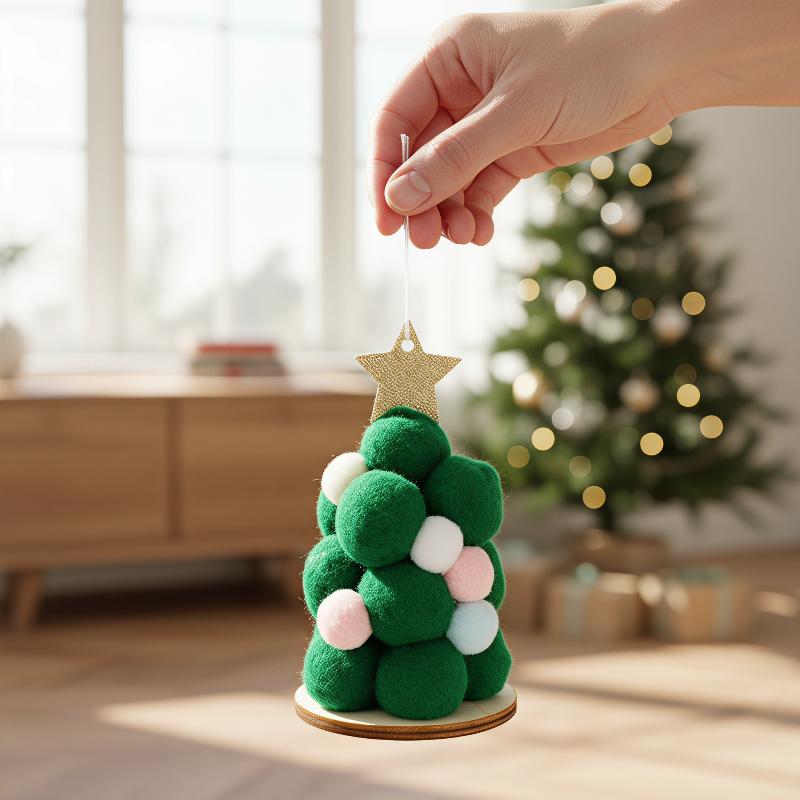 Handmade Fluffy Pom Pom Christ - Star Tree Topper incelemesi ve fiyatı