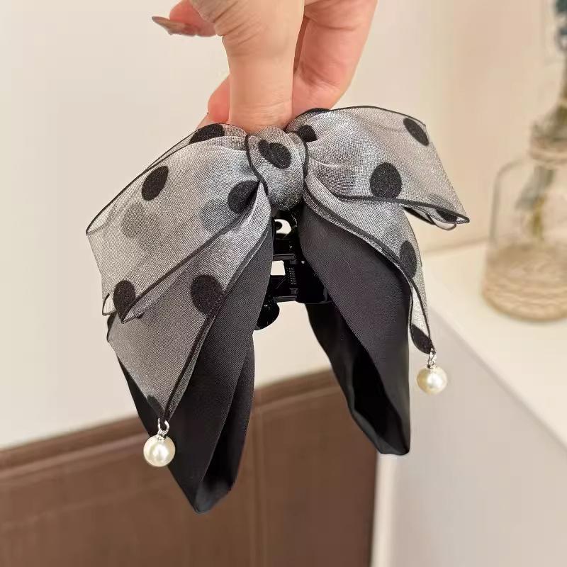 Elegant Gray Polka Dot Bow Hai - Ribbon Bow Gift incelemesi ve fiyatı