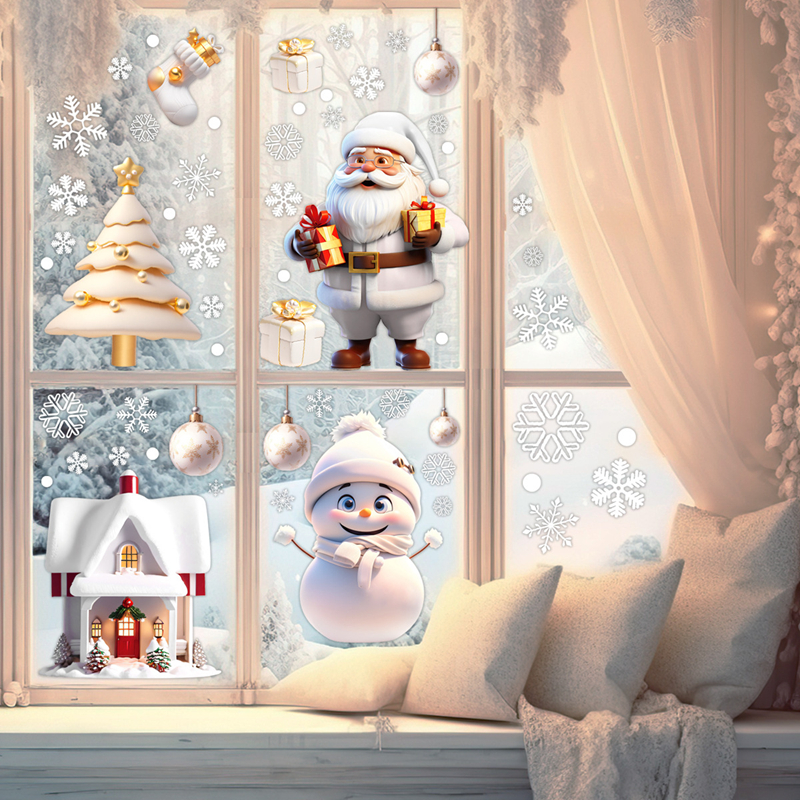 Christmas Glass Stickers Snowm - Snowflake Window Decal incelemesi ve fiyatı