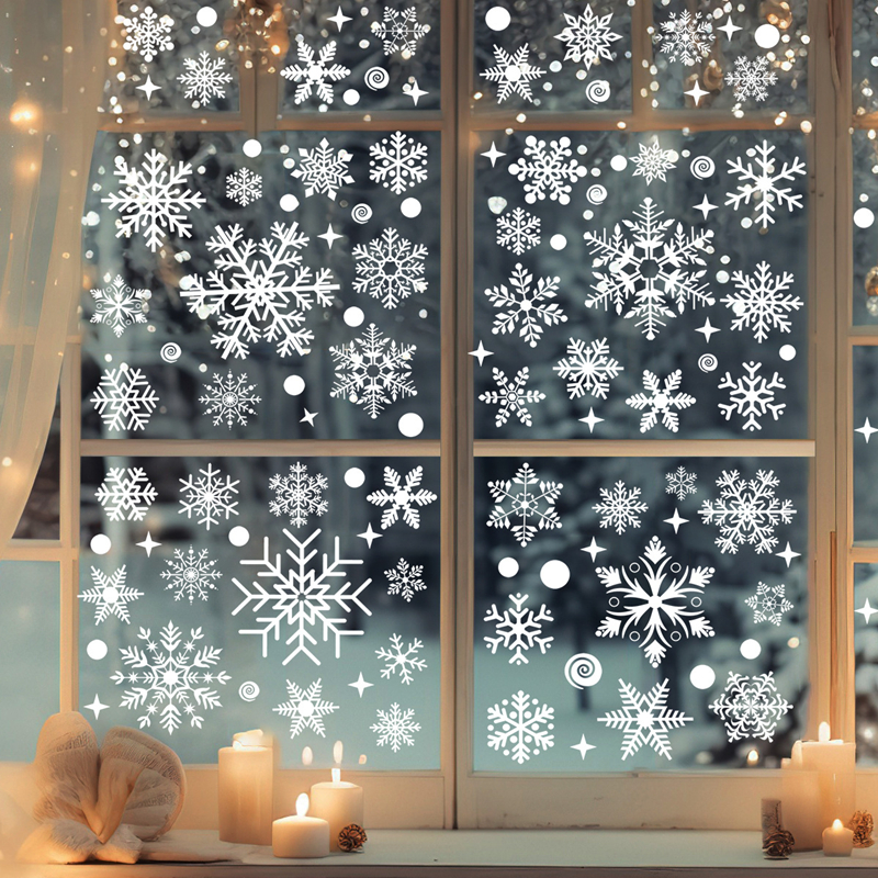 Christmas Glass Stickers Snowm - Snowflake Window Decal incelemesi ve fiyatı