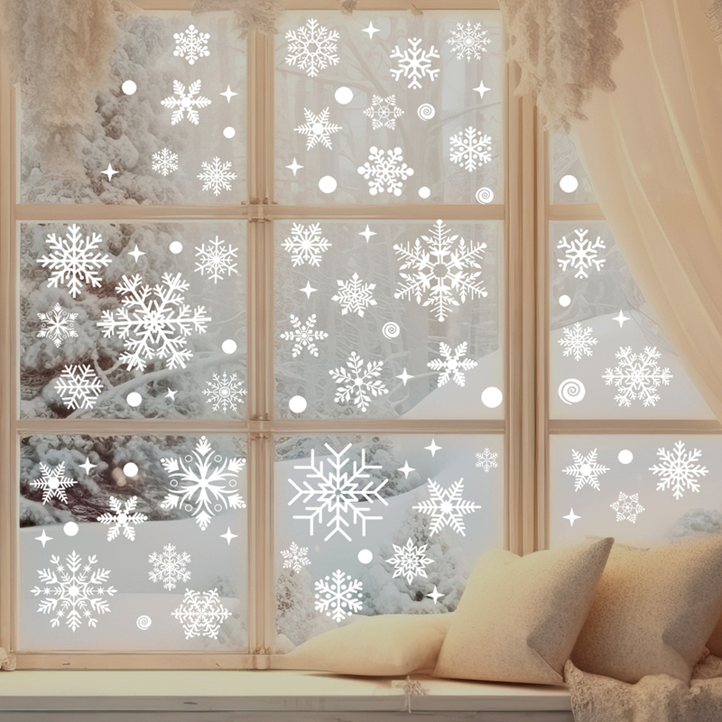 Christmas Glass Stickers Snowm - Snowflake Window Decal incelemesi ve fiyatı