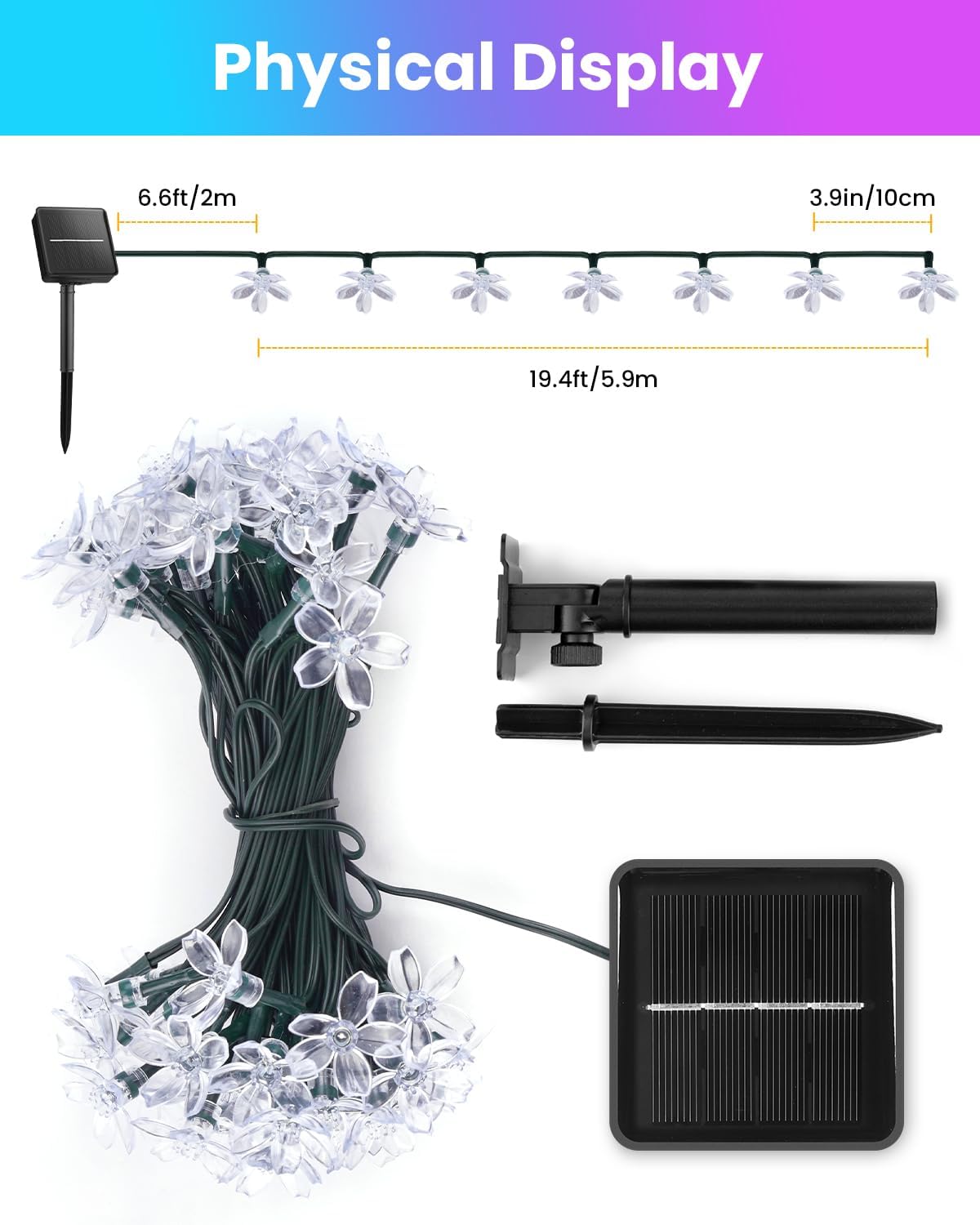 60 LED Flower Solar String Lig - Christmas Lights Outdoor incelemesi ve fiyatı